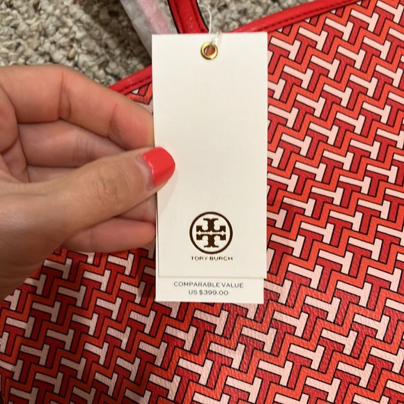 Tory Burch T Zag Tote, Red, #64206, Retail $399 - Picture 7 of 10